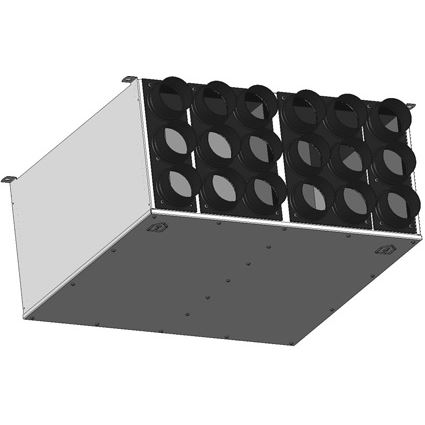 Rozvádzač vzduchu DN160: 2x9 hrdiel 75/63 s 5 viečkami 