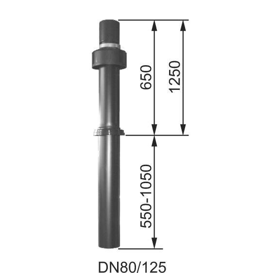 Súprava DN 80/125,1200-1700 na vedenie vzduchu,čierna
