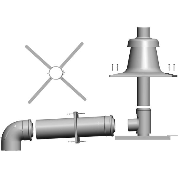 Pripájacia súprava DN 60/100 - vedenie spalín v šachte, plastový kryt DN80