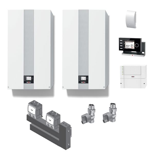 Kaskáda 2 závěsných kondenzačních kotlů CGB-2 75 s HV doleva