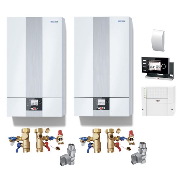 Kaskáda 2 nástenných kondenzačných kotlov CGB-2 55 a 38