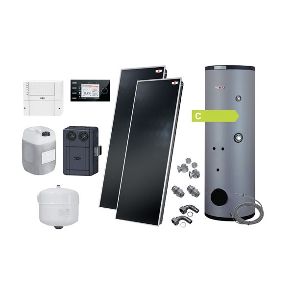 Solárna zostava plochých kolektorov TopSon F3-1 na ohrev pitnej vody so solárnym zásobníkom